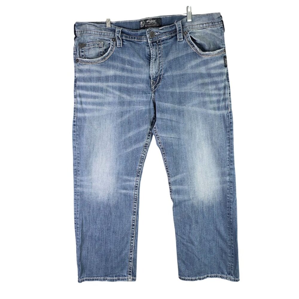 Mens Silver Jeans Co Gordie Relaxed Fit Straight Leg Blue Denim Jeans Size 40X32